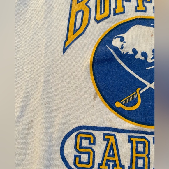 Vintage Buffalo Sabres 3/4 sleeve shirt -XL (fits like a LARGE) -Trench-80s/90s - Picture 7 of 10